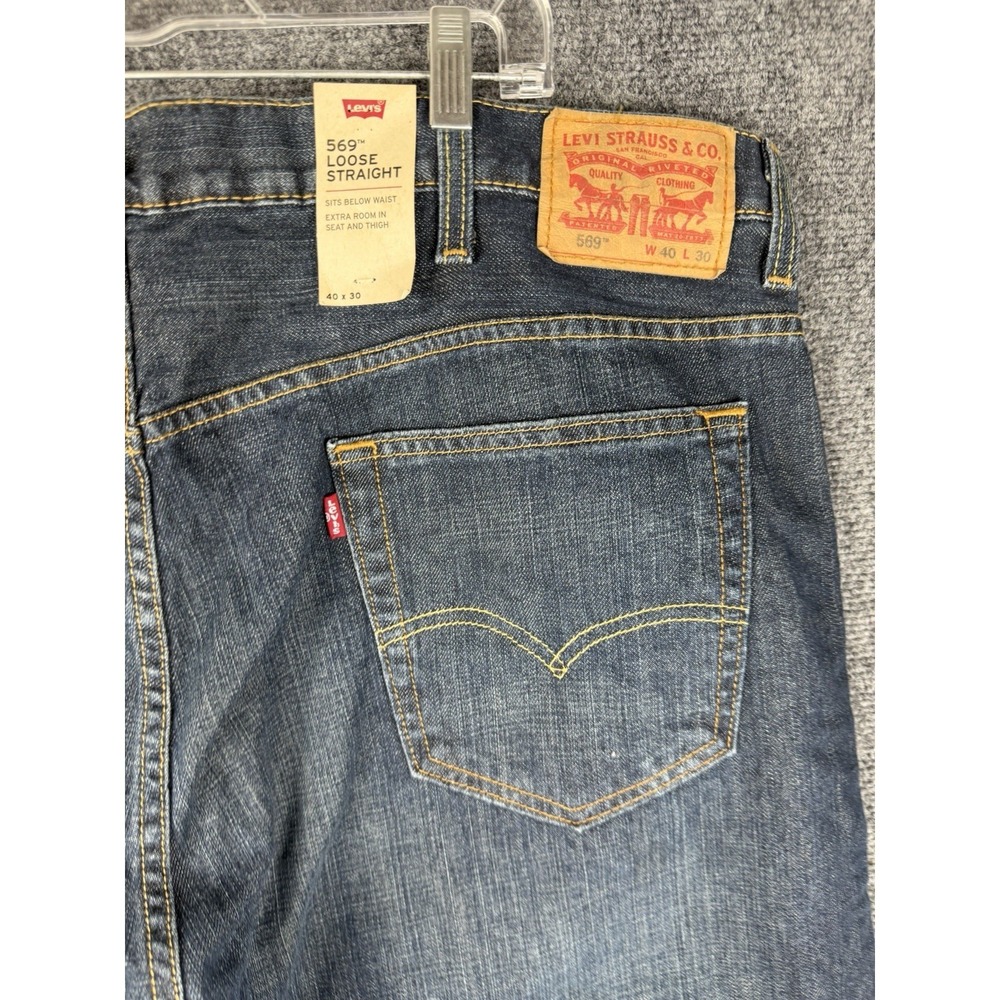 Levi's 569 Loose Straight Stretch Blue Jeans Men's New w Tags Size 40x30 Rare - Picture 4 of 8